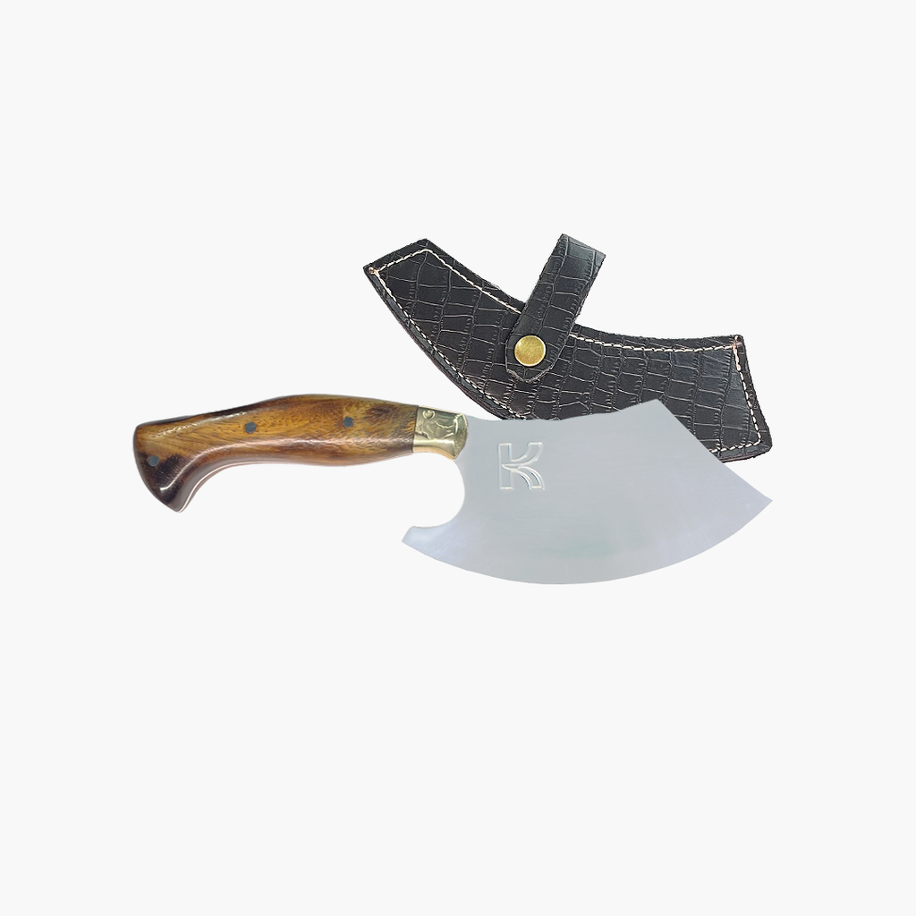 Cutelo Viking 6 polegadas artesanal com cabo de madeira para churrasco