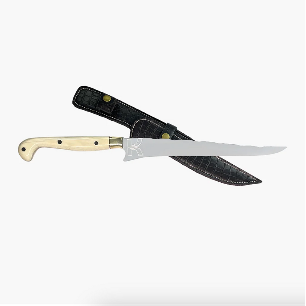 Faca fileteira 7 polegadas com cabo em osso de boi para cozinha profissional